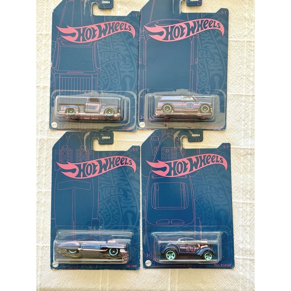 Hot Wheels 54th Anniversary Pearl & Chrome B Case ( 1,2,3,4 Of 5 Set) HDH54-956B
